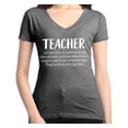 thumbnail image 1 of Shop4Ever Women's Teacher Definition Slim Fit V-Neck T-Shirt XX-Large Heather Charcoal, 1 of 5