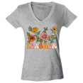 thumbnail image 1 of Shop4Ever Women's Teacher Flowers Retro Vintage Aesthetic Slim Fit V-Neck T-Shirt Large Sports Grey, 1 of 5