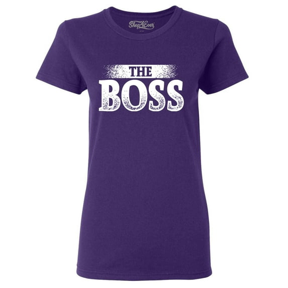 Shop4Ever Women's The Boss Graphic T-Shirt Medium Purple