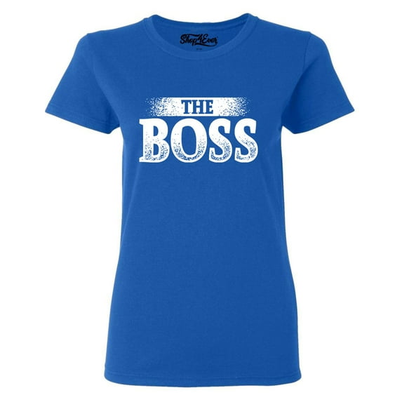 Shop4Ever Women's The Boss Graphic T-Shirt Medium Royal Blue