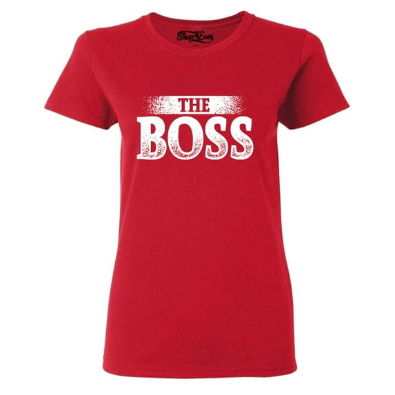 Shop4Ever Women's The Boss Graphic T-Shirt Small Red