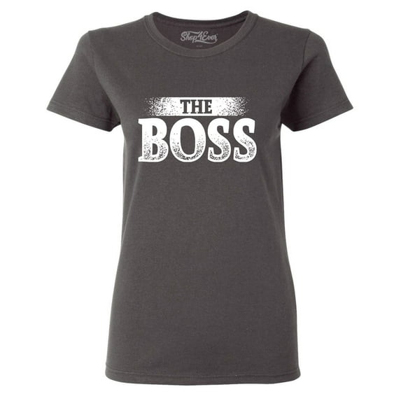 Shop4Ever Women's The Boss Graphic T-Shirt X-Large Charcoal
