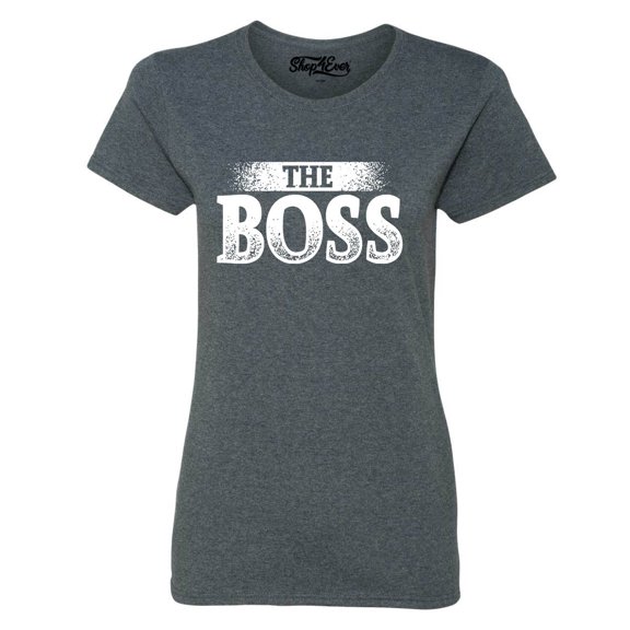 Shop4Ever Women's The Boss Graphic T-Shirt X-Large Dark Heather