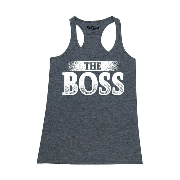 Shop4Ever Women's The Boss Racerback Tank Top Small Charcoal
