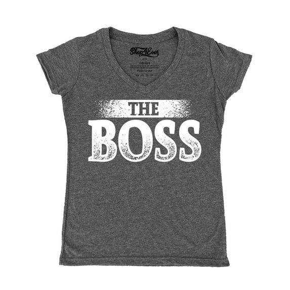 Shop4Ever Women's The Boss Slim Fit V-Neck T-Shirt Large Heather Charcoal