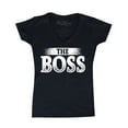 thumbnail image 1 of Shop4Ever Women's The Boss Slim Fit V-Neck T-Shirt Medium Black, 1 of 5