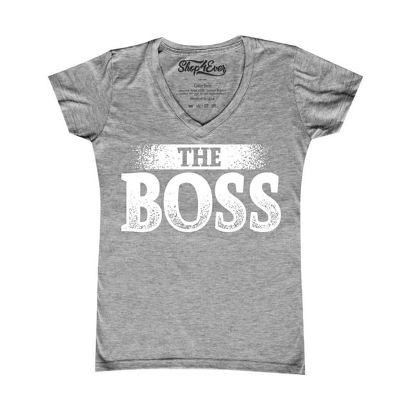 Shop4Ever Women's The Boss Slim Fit V-Neck T-Shirt X-Large Sports Grey