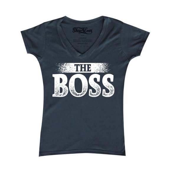 Shop4Ever Women's The Boss Slim Fit V-Neck T-Shirt X-Small Charcoal
