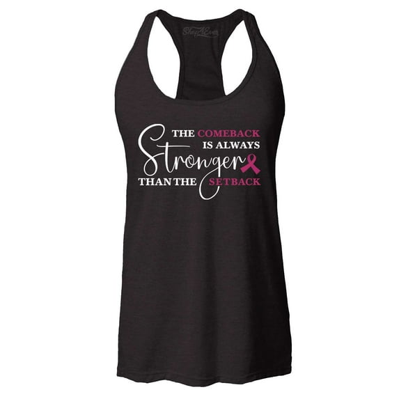 Shop4Ever Women's The Comeback is Always Stronger Than The Setback Racerback Tank Top X-Large Black