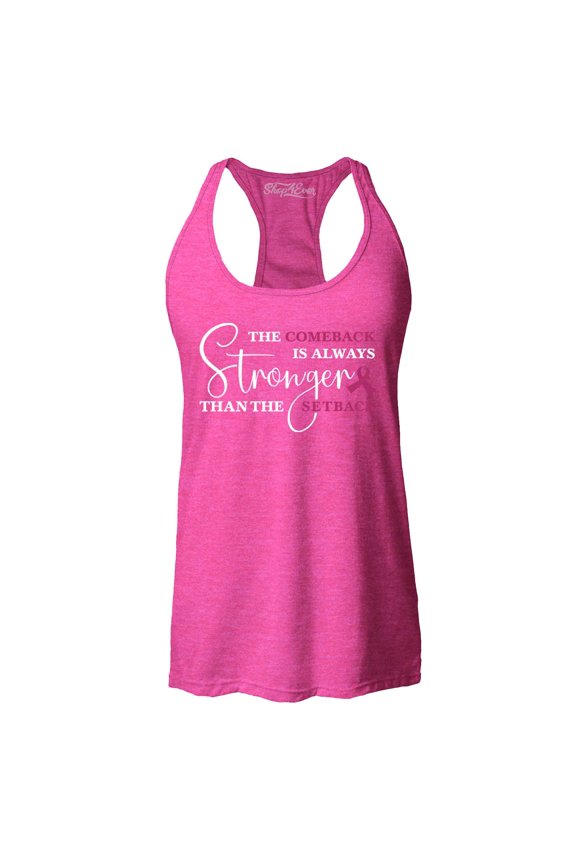 Women's The Comeback is Always Stronger Than The Setback Racerback Tank Top X-Large Fuchsia