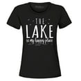 thumbnail image 1 of Shop4Ever Women's The Lake is My Happy Place Graphic T-Shirt Large Black, 1 of 5