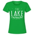 thumbnail image 1 of Shop4Ever Women's The Lake is My Happy Place Graphic T-Shirt X-Large Irish Green, 1 of 5