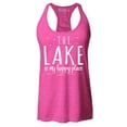 thumbnail image 1 of Shop4Ever Women's The Lake is My Happy Place Racerback Tank Top X-Large Fuchsia, 1 of 5