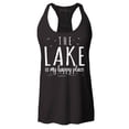 thumbnail image 1 of Shop4Ever Women's The Lake is My Happy Place Racerback Tank Top X-Small Black, 1 of 5
