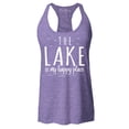 thumbnail image 1 of Shop4Ever Women's The Lake is My Happy Place Racerback Tank Top X-Small Purple, 1 of 5