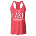 thumbnail image 1 of Shop4Ever Women's The Lake is My Happy Place Racerback Tank Top XX-Large Red, 1 of 5