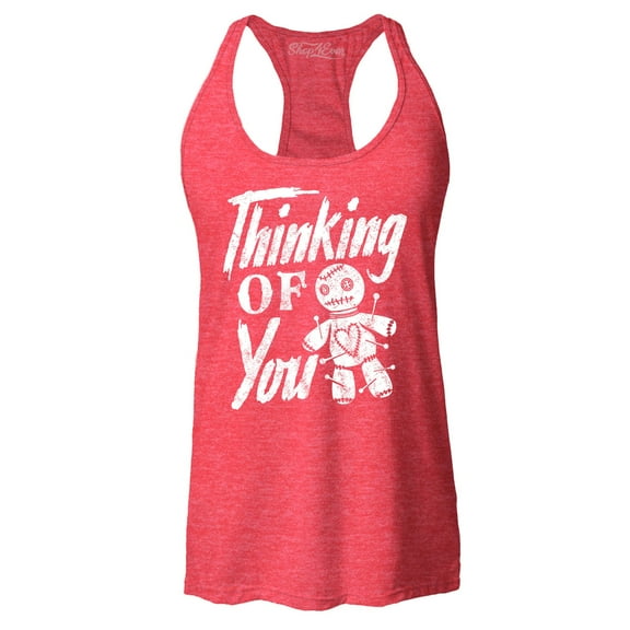Shop4Ever Women's Thinking of You Voodoo Doll Halloween Racerback Tank Top Large Red