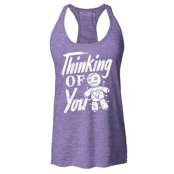 Shop4Ever Women's Thinking of You Voodoo Doll Halloween Racerback Tank Top XX-Large Purple