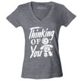 thumbnail image 1 of Shop4Ever Women's Thinking of You Voodoo Doll Halloween Slim Fit V-Neck T-Shirt Medium Heather Charcoal, 1 of 5