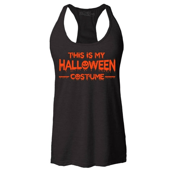 Shop4Ever Women's This is My Halloween Costume Racerback Tank Top Medium Black
