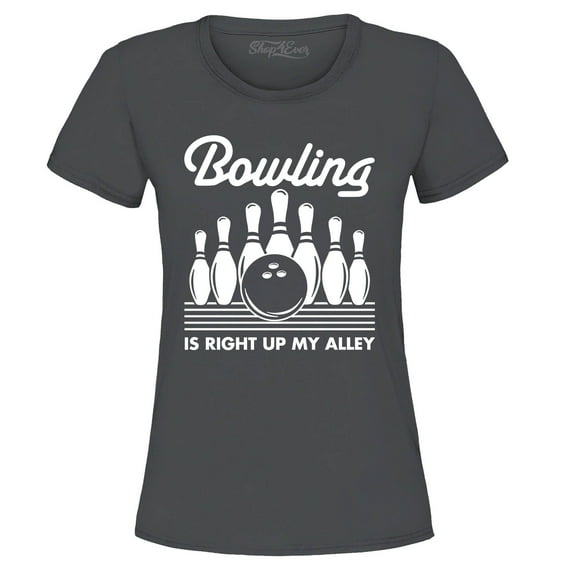 Shop4Ever Women's This is My Spare Shirt Funny Bowling Graphic T-Shirt Medium Charcoal