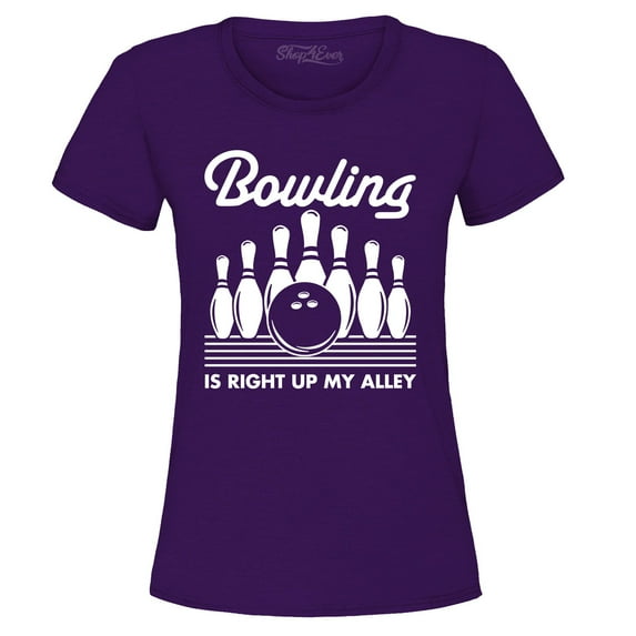 Shop4Ever Women's This is My Spare Shirt Funny Bowling Graphic T-Shirt Medium Purple