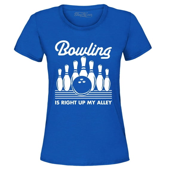 Shop4Ever Women's This is My Spare Shirt Funny Bowling Graphic T-Shirt Small Royal Blue