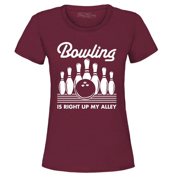 Shop4Ever Women's This is My Spare Shirt Funny Bowling Graphic T-Shirt X-Large Maroon