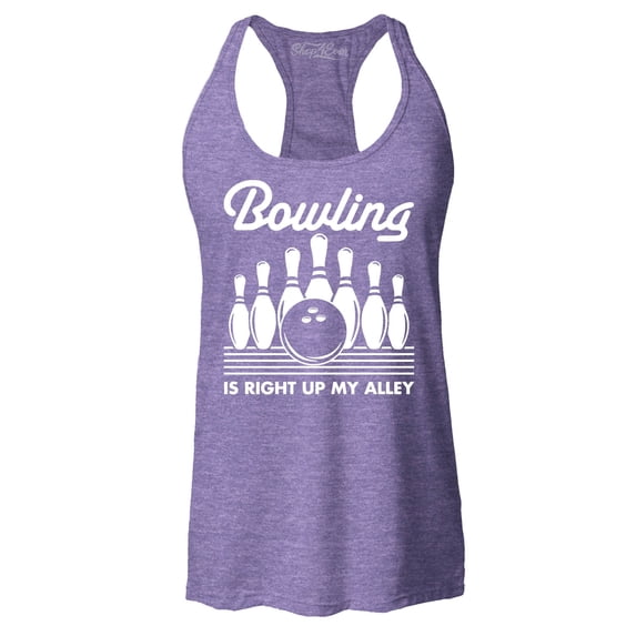 Shop4Ever Women's Bowling is Right Up My Alley Bowler Racerback Tank Top XX-Large Purple