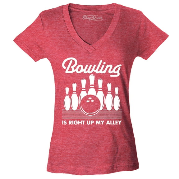 Shop4Ever Women's  This is My Spare Shirt Funny Bowling Slim Fit V-Neck T-Shirt XX-Large Heather Red