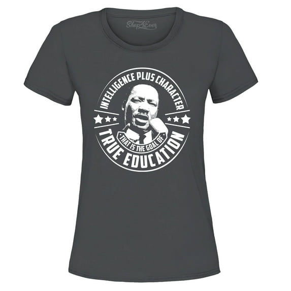 Shop4Ever Women's True Education Inspiring Quote Martin Luther King Jr. Graphic T-Shirt XXX-Large Charcoal