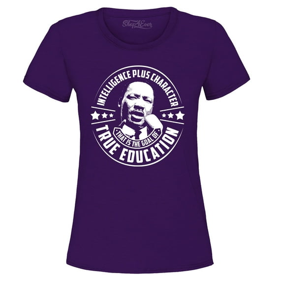 Shop4Ever Women's True Education Inspiring Quote Martin Luther King Jr. Graphic T-Shirt XXX-Large Purple