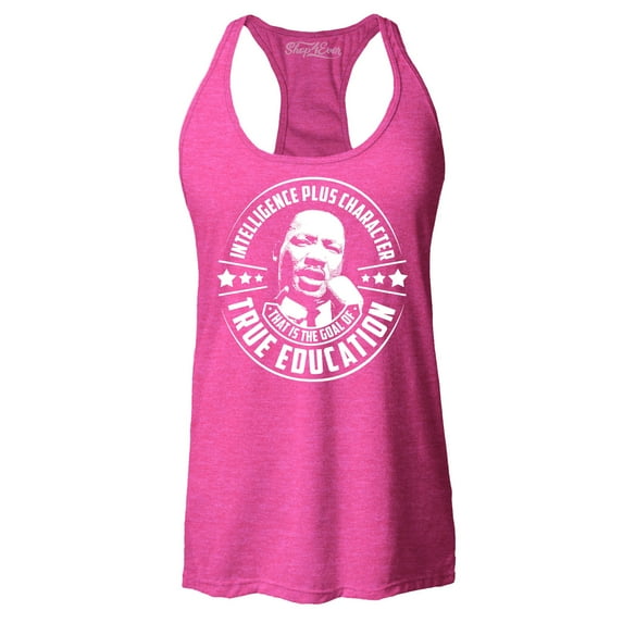 Shop4Ever Women's True Education Inspiring Quote Martin Luther King Jr. Racerback Tank Top Medium Fuchsia
