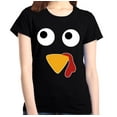 thumbnail image 1 of Shop4Ever Women's Turkey Face Thanksgiving Graphic T-Shirt Small Black, 1 of 5