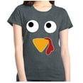 thumbnail image 1 of Shop4Ever Women's Turkey Face Thanksgiving Graphic T-Shirt X-Large Dark Heather, 1 of 5