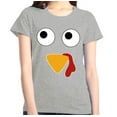 thumbnail image 1 of Shop4Ever Women's Turkey Face Thanksgiving Graphic T-Shirt X-Large Sports Grey, 1 of 5