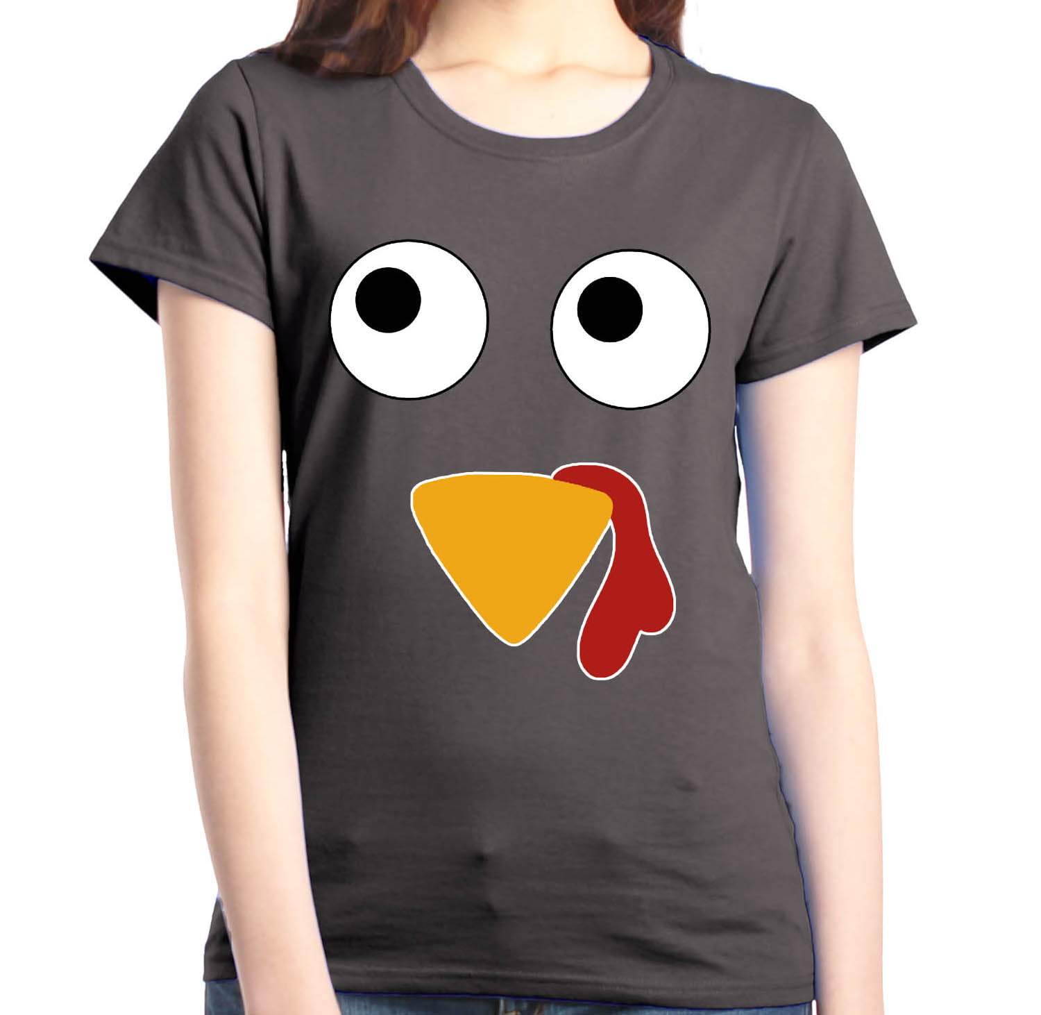Shop4Ever Women's Turkey Face Thanksgiving Graphic T-Shirt XXX-Large  Charcoal - Walmart.com