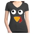 thumbnail image 1 of Shop4Ever Women's Turkey Face Thanksgiving Slim Fit V-Neck T-Shirt XX-Large Charcoal, 1 of 5
