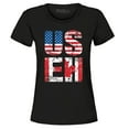 thumbnail image 1 of Shop4Ever Women's US EH American Canadian Flag Humor Graphic T-Shirt X-Large Black, 1 of 5