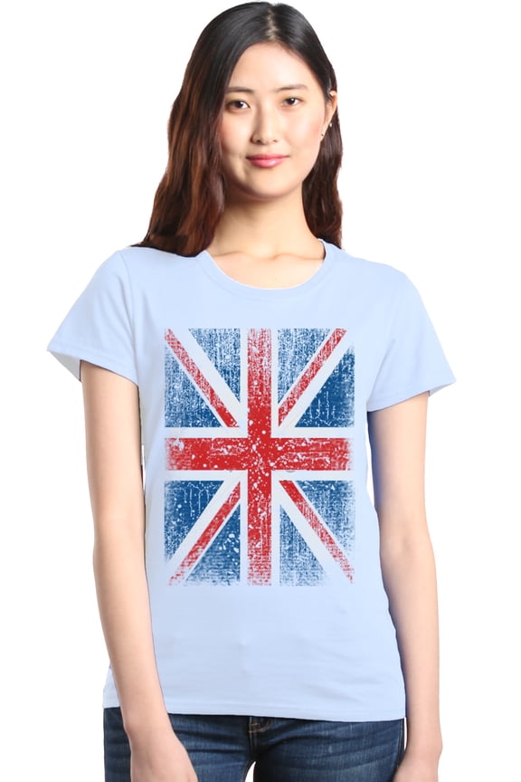 Women's Union Jack British Flag UK Graphic T-Shirt Large White