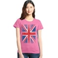 thumbnail image 1 of Shop4Ever Women's Union Jack British Flag UK Graphic T-Shirt Small Azalea Pink, 1 of 5