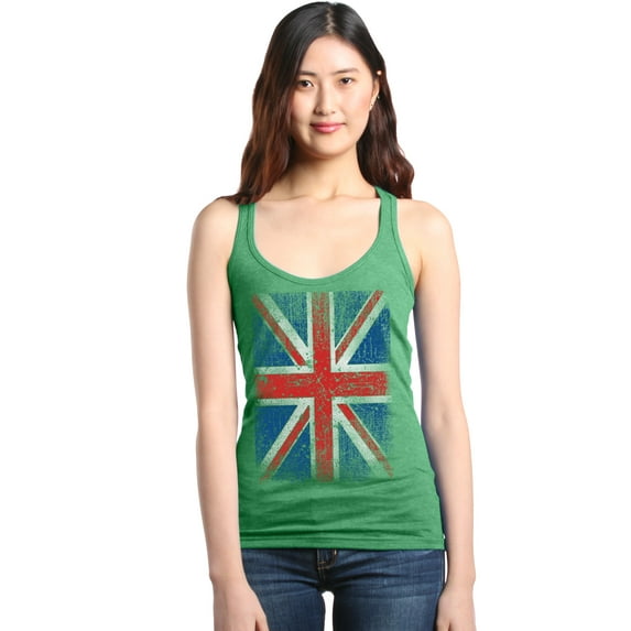 Shop4Ever Women's Union Jack British Flag UK Racerback Tank Top XX-Large Kelly Green