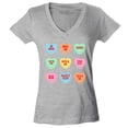 thumbnail image 1 of Shop4Ever Women's Valentine's Day Candy Hearts Conversation Heart Slim Fit V-Neck T-Shirt Large Sports Grey, 1 of 5