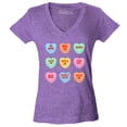 thumbnail image 1 of Shop4Ever Women's Valentine's Day Candy Hearts Conversation Heart Slim Fit V-Neck T-Shirt Medium Heather Purple, 1 of 5