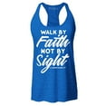 thumbnail image 1 of Shop4Ever Women's Walk by Faith Not by Sight 2 Corinthians 5:7 Racerback Tank Top Small Royal Blue, 1 of 5