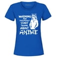 thumbnail image 1 of Shop4Ever Women's Warning May Start Spontaneously Talking About Anime Graphic T-Shirt Medium Royal Blue, 1 of 5