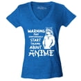 thumbnail image 1 of Shop4Ever Women's Warning May Start Spontaneously Talking About Anime Slim Fit V-Neck T-Shirt Large Heather Royal Blue, 1 of 5