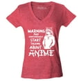 thumbnail image 1 of Shop4Ever Women's Warning May Start Spontaneously Talking About Anime Slim Fit V-Neck T-Shirt XX-Large Heather Red, 1 of 5
