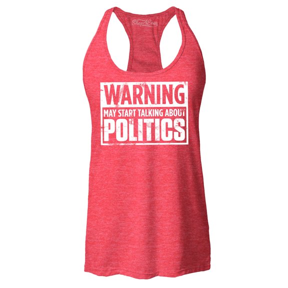 Shop4Ever Women's Warning May Start Talking About Politics Racerback Tank Top Small Red