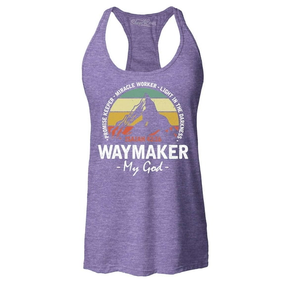 Shop4Ever Women's Waymaker My God Isaiah 42:16 Racerback Tank Top X-Large Purple
